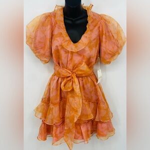 Show Me Your MuMu Vibrant Orange Ruffle Mini Dress